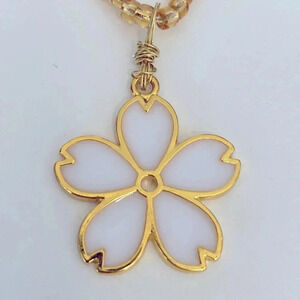 Handmade White & Gold Resin Flower Necklace